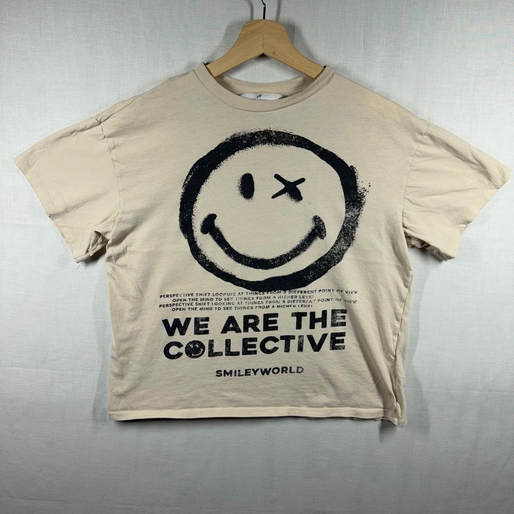 H&M SmileyWorld Shirt Kids 12/14 We Are The Collective Graphic Tee Collab Grunge